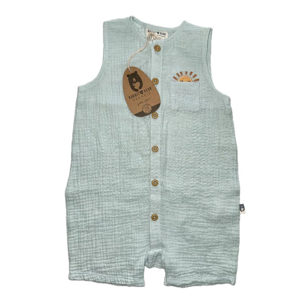 100% Organic Light Blue Romper, 18 months